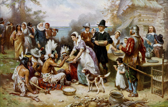 The First Thanksgiving by Jean Leon Gerome Ferris/Wikimedia Commons/Public Domain