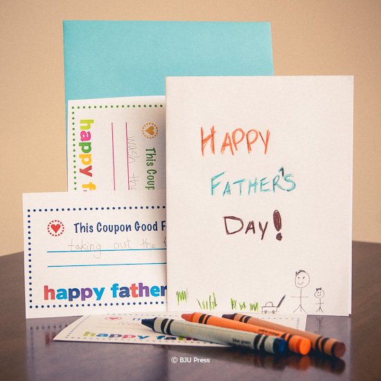 homemade Father's Day card with gift coupons