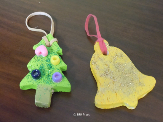 tree and bell Christmas ornaments