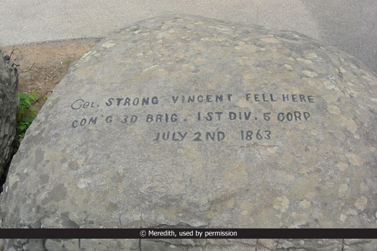 memorial to General Strong Vincent at Gettysburg National Military Park
