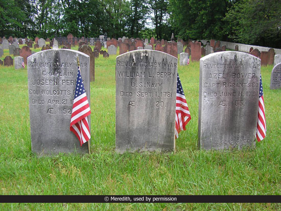 image of three gravestones of three revolutionary war soliders