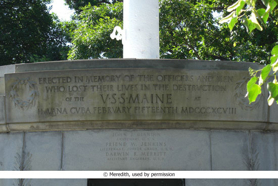 image of the memorial engraving for the USS Maine