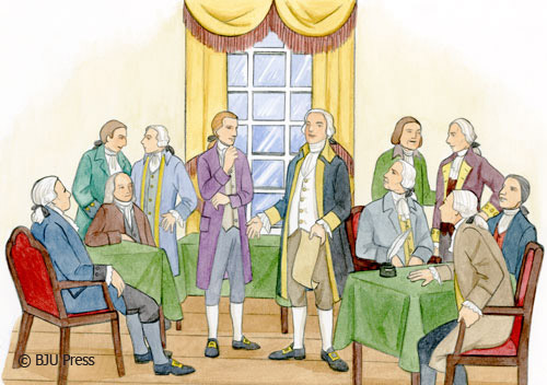 illustration of the founding fathers of America
