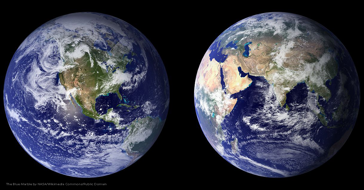 composition of both the Western and Eastern Hemisphere of planet Earth 
