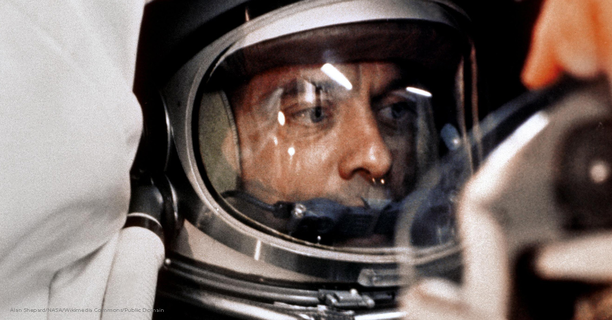 photograph of Alan Shepard in astronaut suit