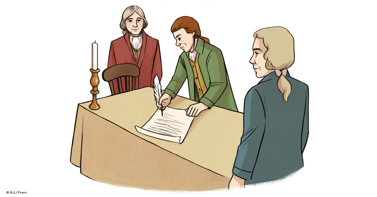members of the Continental Congress signing the Declaration of Independence