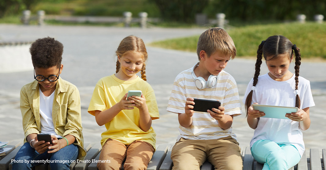 kids on devices