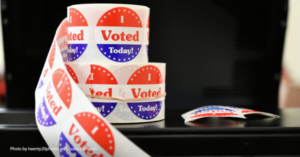 sticker roll of "I voted" stickers
